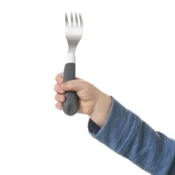 Kids Utensils|Toddler Training Utensils-Oxo Tot Fork & Spoon Set Grey
