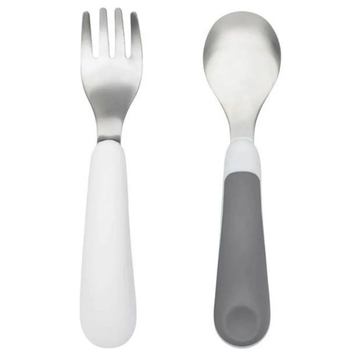 Kids Utensils|Toddler Training Utensils-Oxo Tot Fork & Spoon Set Grey