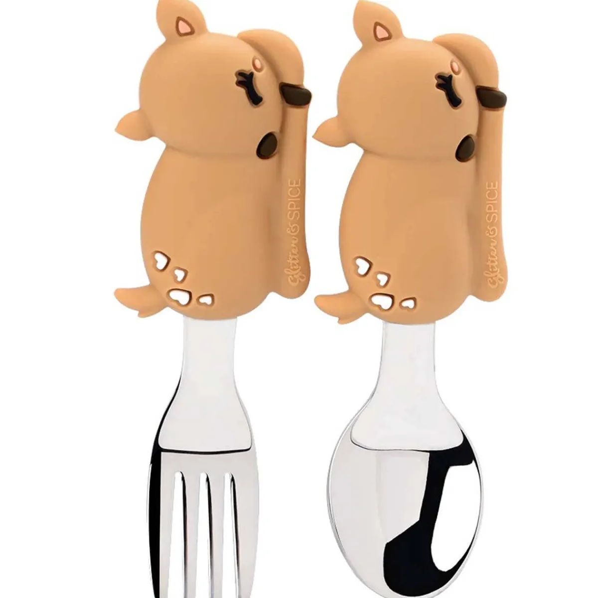 Kids Utensils|Toddler Training Utensils-Glitter & Spice Fork & Spoon Set