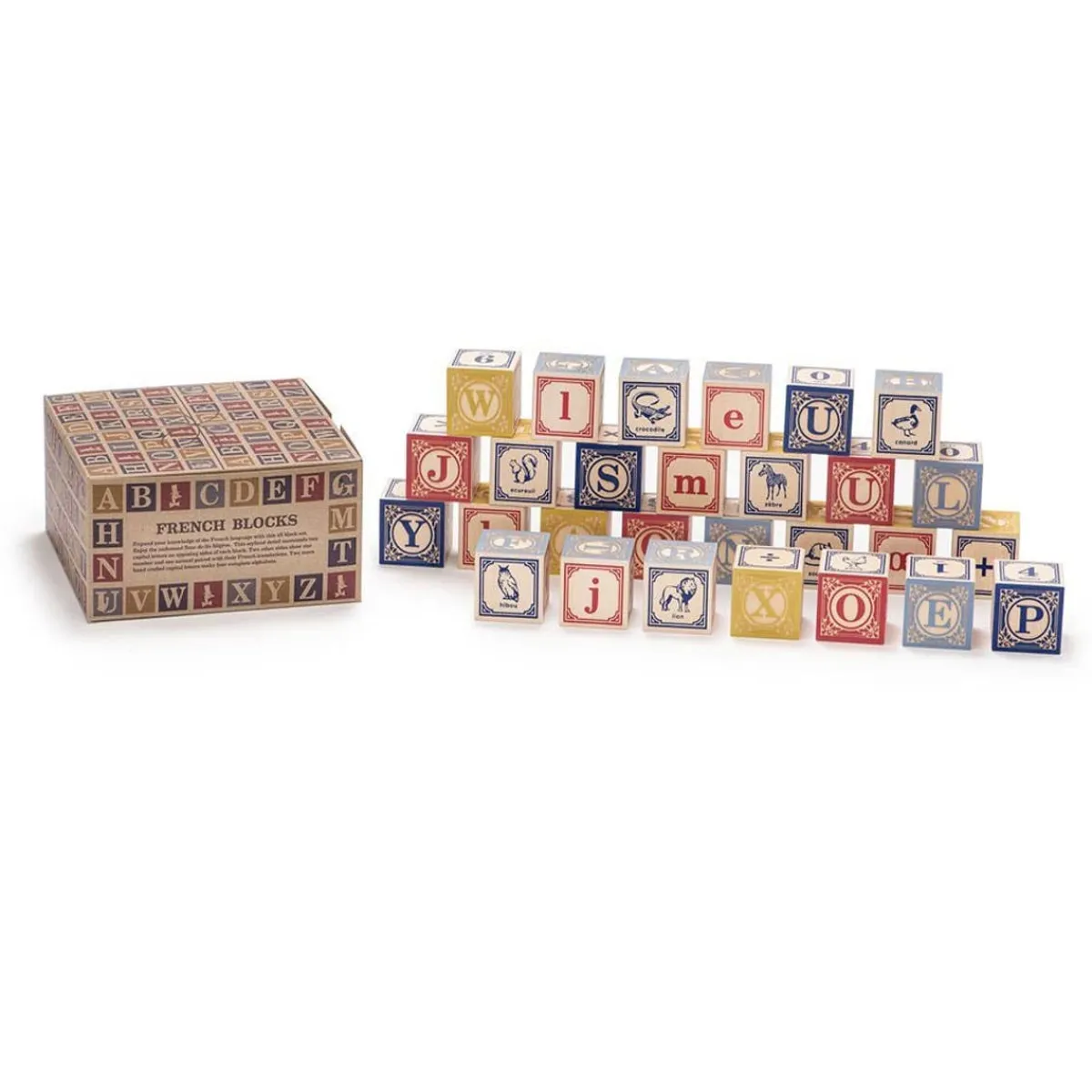 Wooden Toys|Blocks + Shape Sorters-Uncle Goose French ABC Blocks