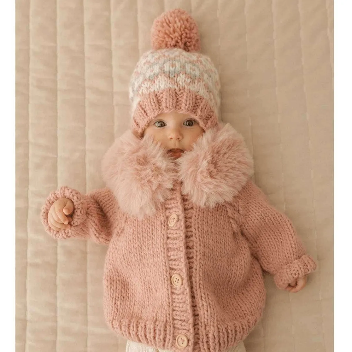 Sweaters + Jackets-Huggalugs Fur Collar Cardigan