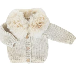 Sweaters + Jackets-Huggalugs Fur Collar Cardigan