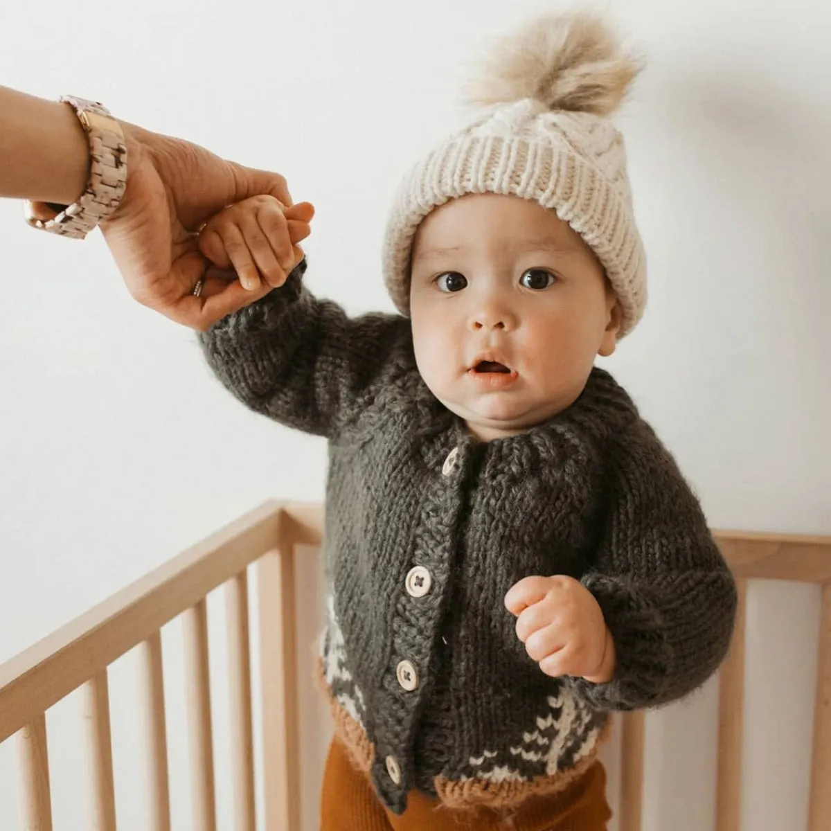 Winter Coats|Sweaters + Jackets-Huggalugs Garter Stitch Forest Cardigan
