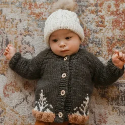 Winter Coats|Sweaters + Jackets-Huggalugs Garter Stitch Forest Cardigan