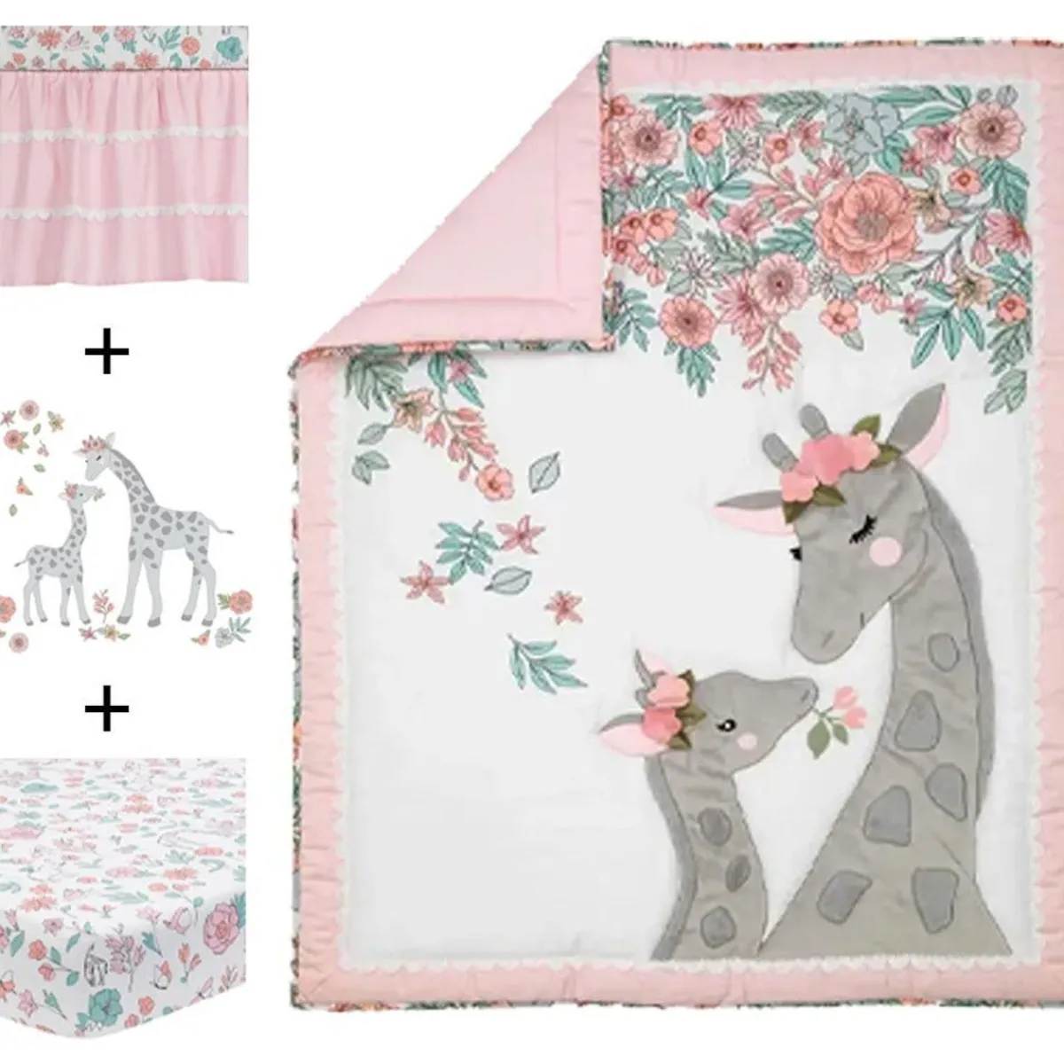 Crib Bedding Sets-Lambs & Ivy Giraffe & a Half 4 Piece Crib Set
