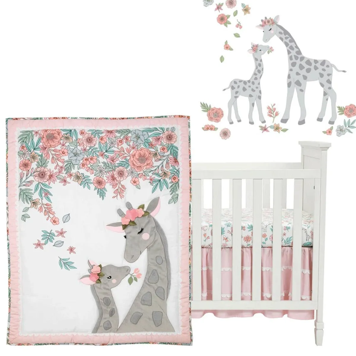 Crib Bedding Sets-Lambs & Ivy Giraffe & a Half 4 Piece Crib Set