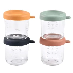 Baby Food Prep + Storage-Beaba Glass Food Jars (8 oz, 4 Pack) Sunrise