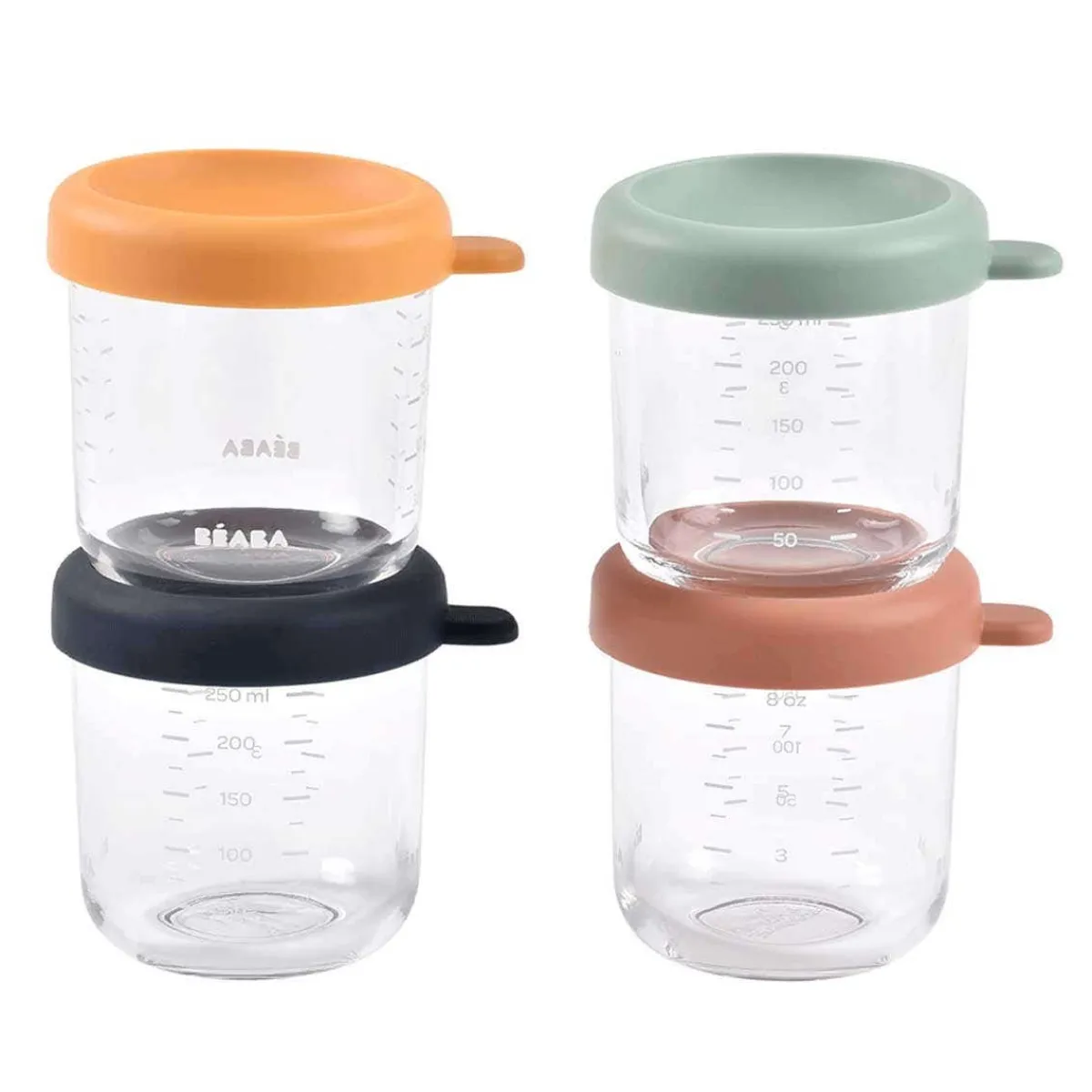 Baby Food Prep + Storage-Beaba Glass Food Jars (8 oz, 4 Pack) Sunrise