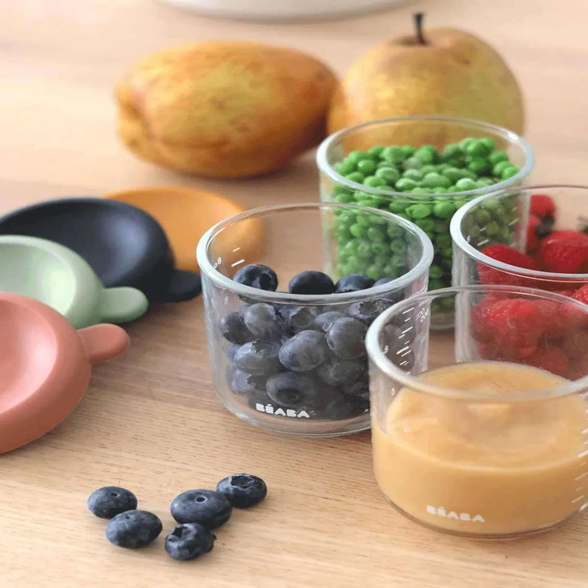 Baby Food Prep + Storage-Beaba Glass Food Jars (8 oz, 4 Pack) Sunrise