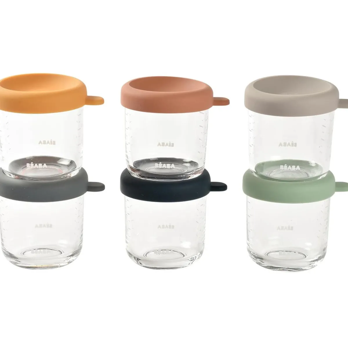 Baby Food Prep + Storage-Beaba Glass Food Jars (8 oz, 6 Pack) Sunrise