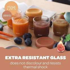 Baby Food Prep + Storage-Beaba Glass Food Jars (8 oz, 6 Pack) Sunrise
