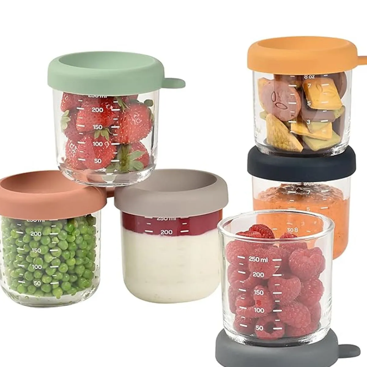 Baby Food Prep + Storage-Beaba Glass Food Jars (8 oz, 6 Pack) Sunrise