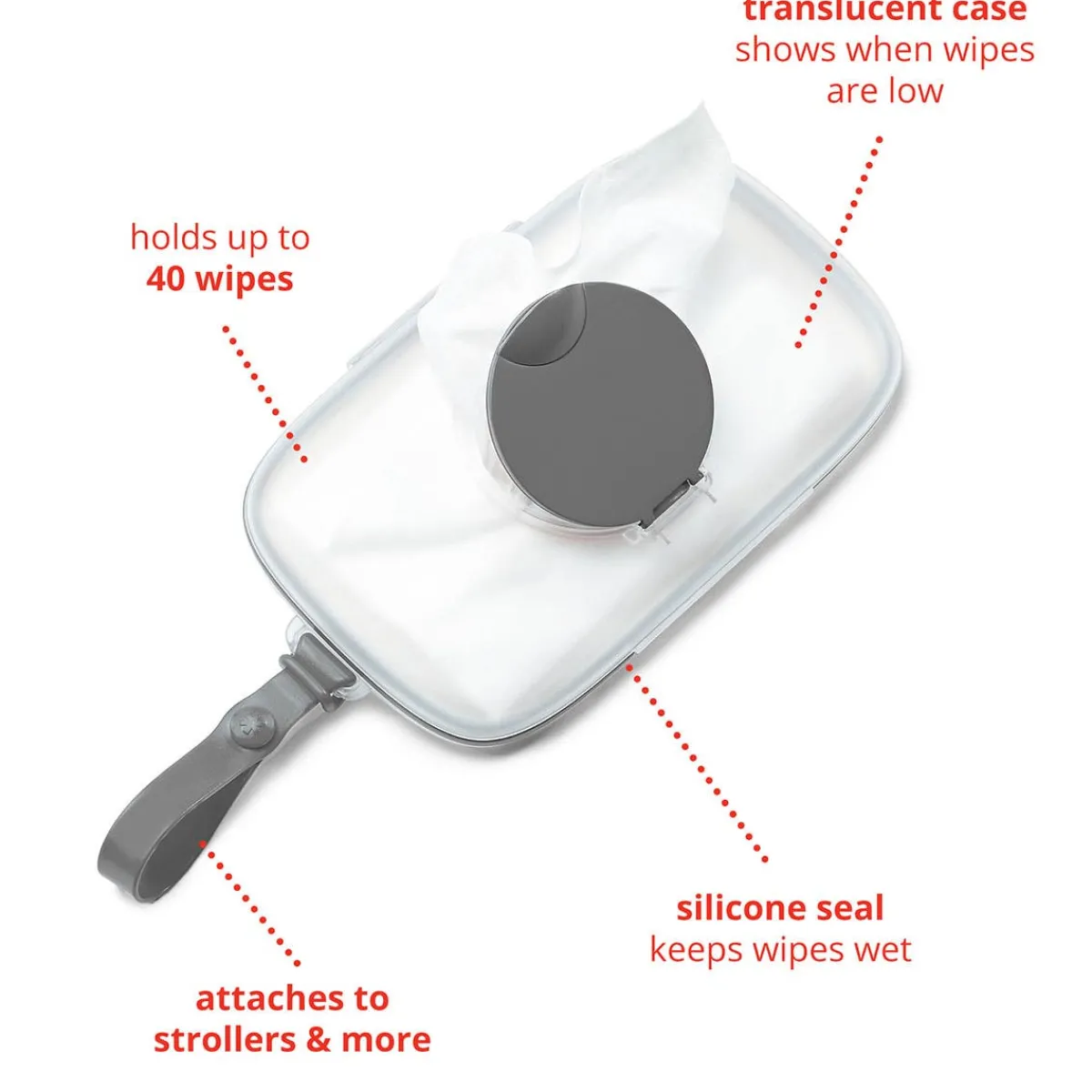 Wipe Warmers + Dispensers|Diaper Bags-Skip Hop Grab & Go Snug Seal Wipes Case