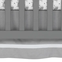 Crib Skirts-Lambs & Ivy Grey Shirred Crib Skirt