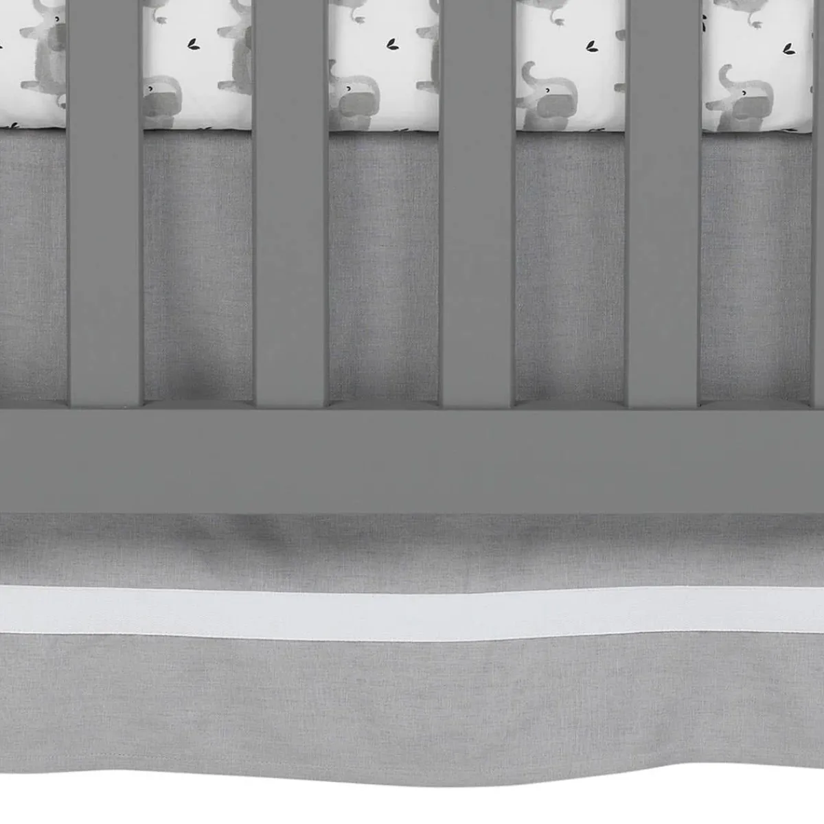Crib Skirts-Lambs & Ivy Grey Shirred Crib Skirt