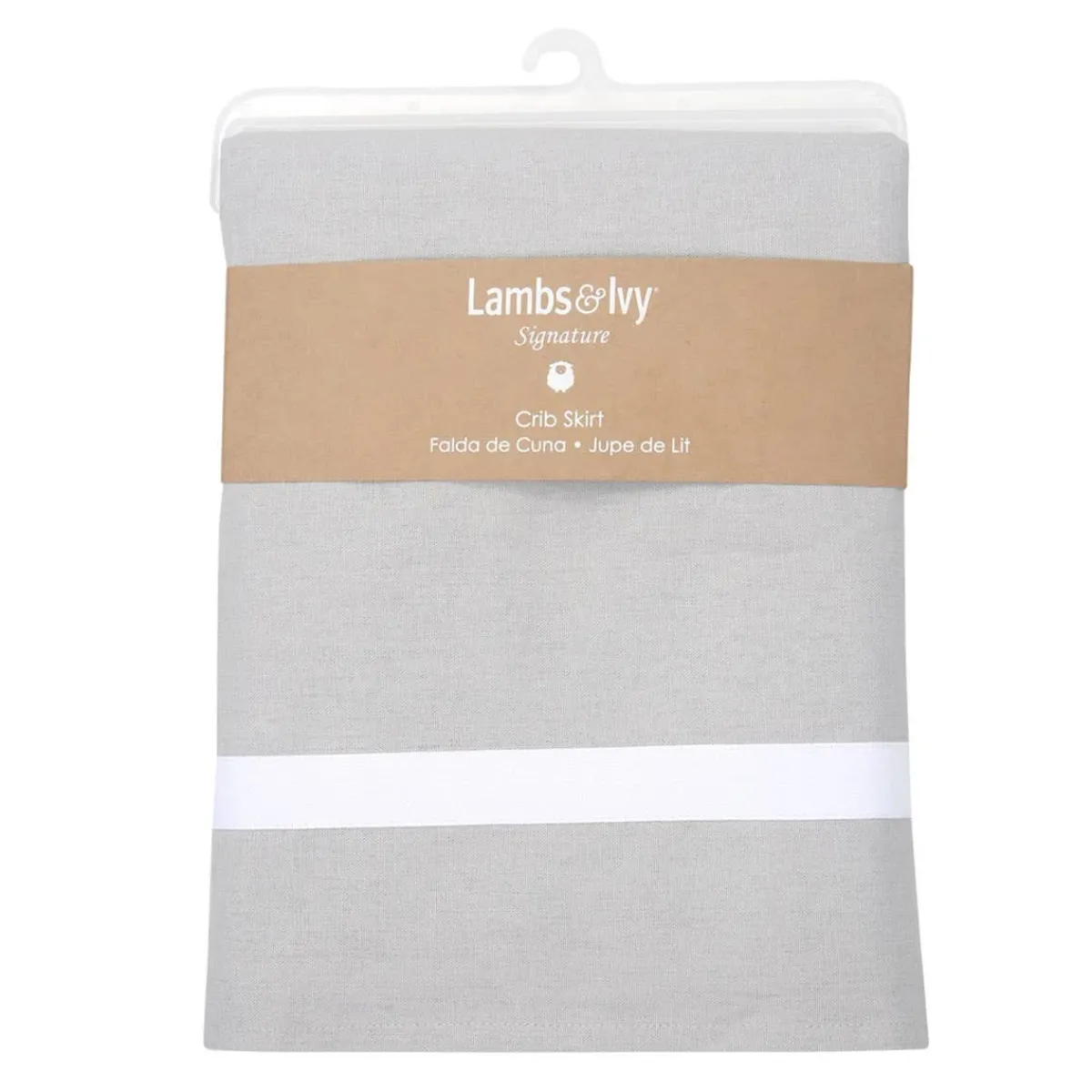 Crib Skirts-Lambs & Ivy Grey Shirred Crib Skirt