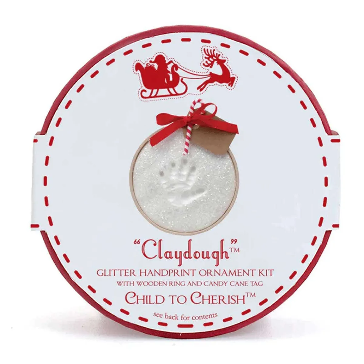 Holiday Decorations-Child To Cherish Handprint Ornament in Wood Ring
