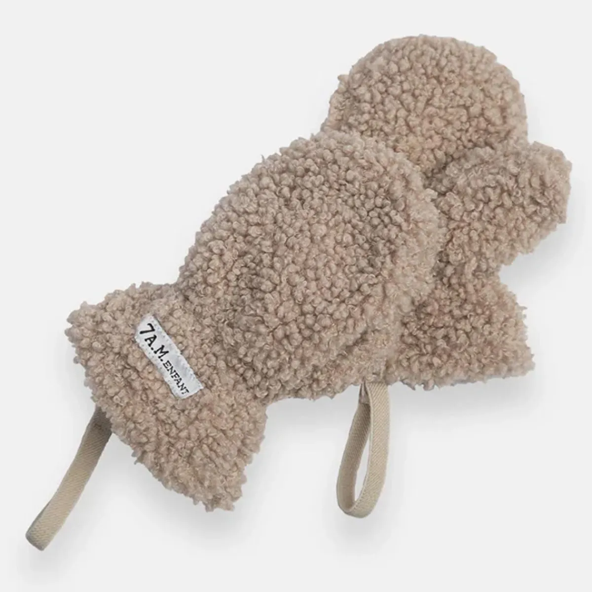 Mitts + Gloves|Winter Hats-7AM Enfant Hat & Mittens Set (Teddy) Oatmeal