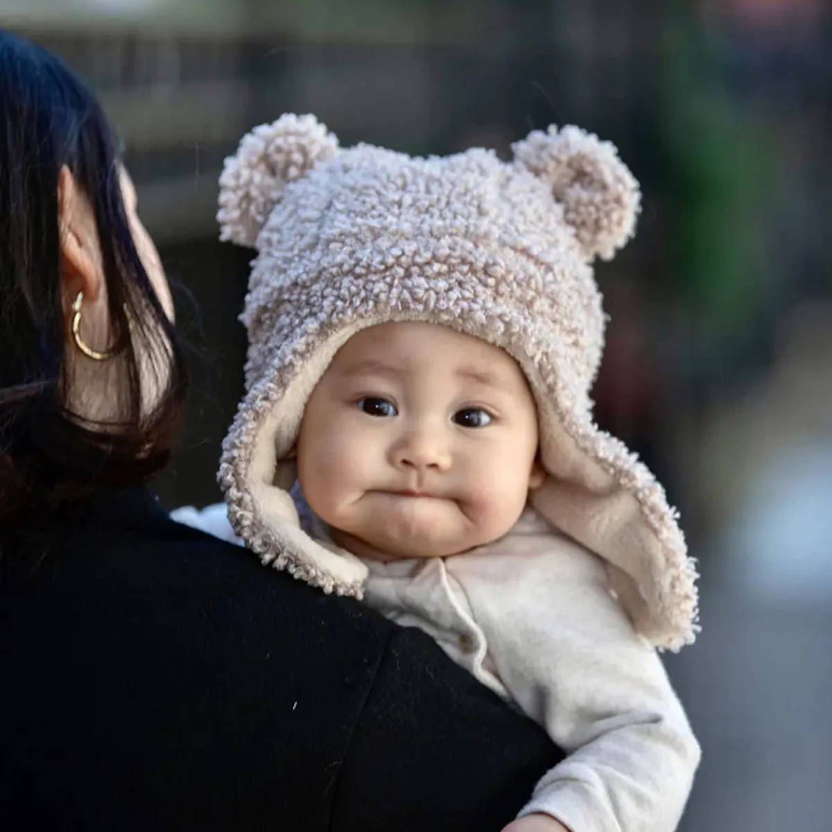 Mitts + Gloves|Winter Hats-7AM Enfant Hat & Mittens Set (Teddy) Oatmeal