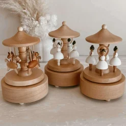 Wooden Toys|Decorative Objects-Blossom & Pear Heirloom Wooden Musical Carousel