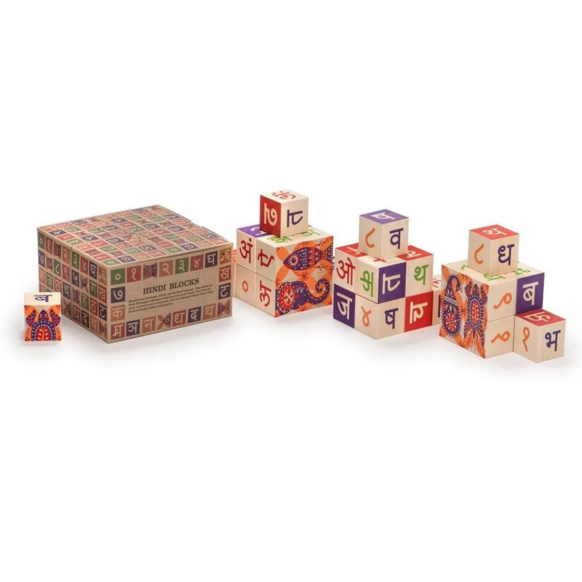 Wooden Toys|Blocks + Shape Sorters-Uncle Goose Hindi ABC Blocks