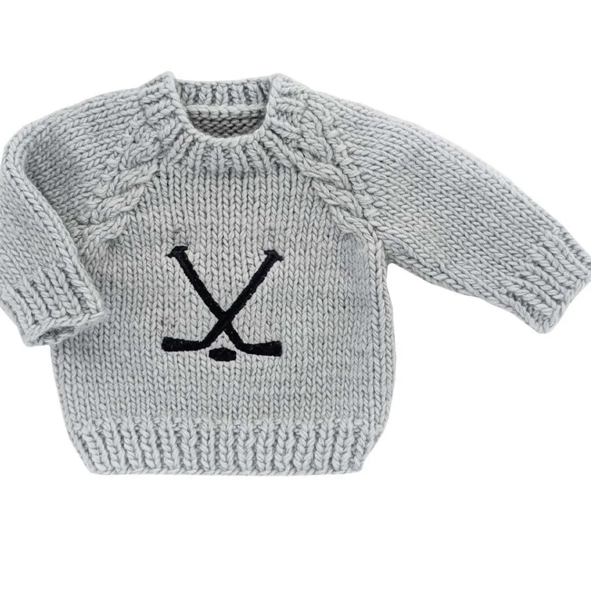 Sweaters + Jackets-Huggalugs Hockey Sweater Ice Grey