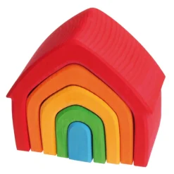 Wooden Toys|Blocks + Shape Sorters-Grimm's House - Multi-Coloured (5 Piece)