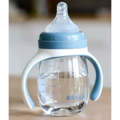 Kids Drinkware|Sippy Cups + Straw Cups-Beaba 2-in-1 Bottle to Sippy Learning Cup