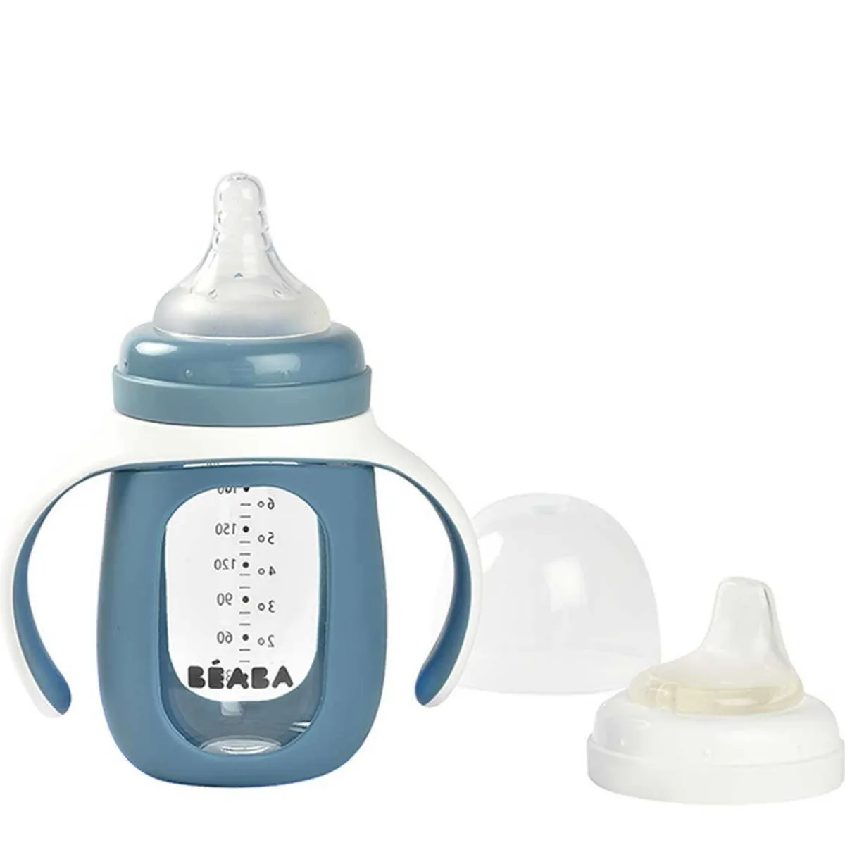 Kids Drinkware|Sippy Cups + Straw Cups-Beaba 2-in-1 Glass Training Cup