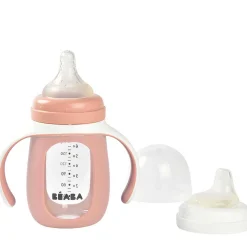 Kids Drinkware|Sippy Cups + Straw Cups-Beaba 2-in-1 Glass Training Cup