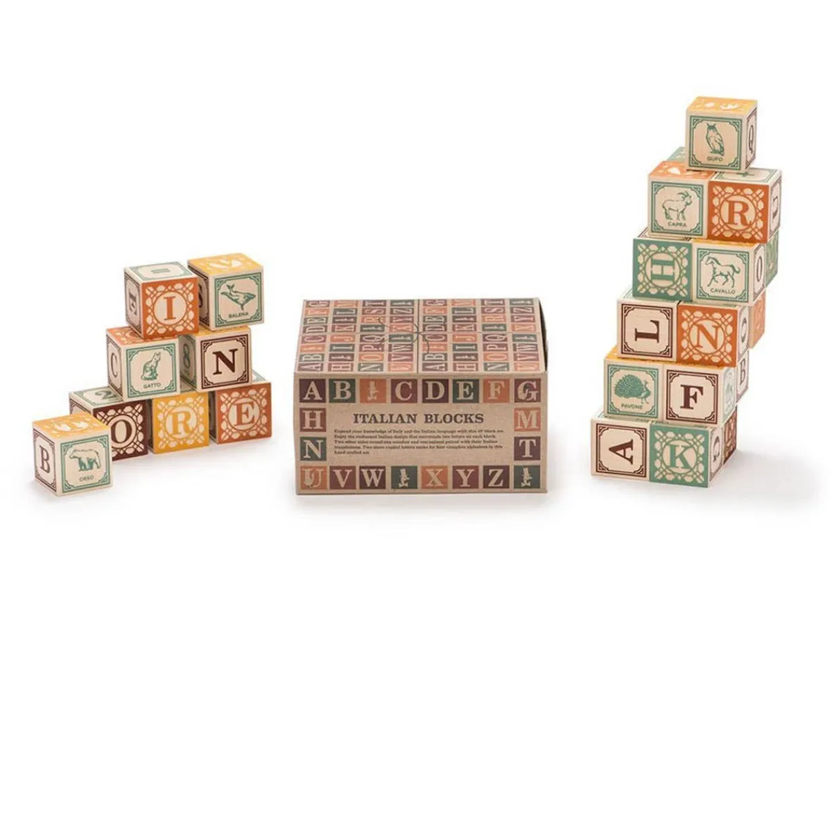 Wooden Toys|Blocks + Shape Sorters-Uncle Goose Italian ABC Blocks