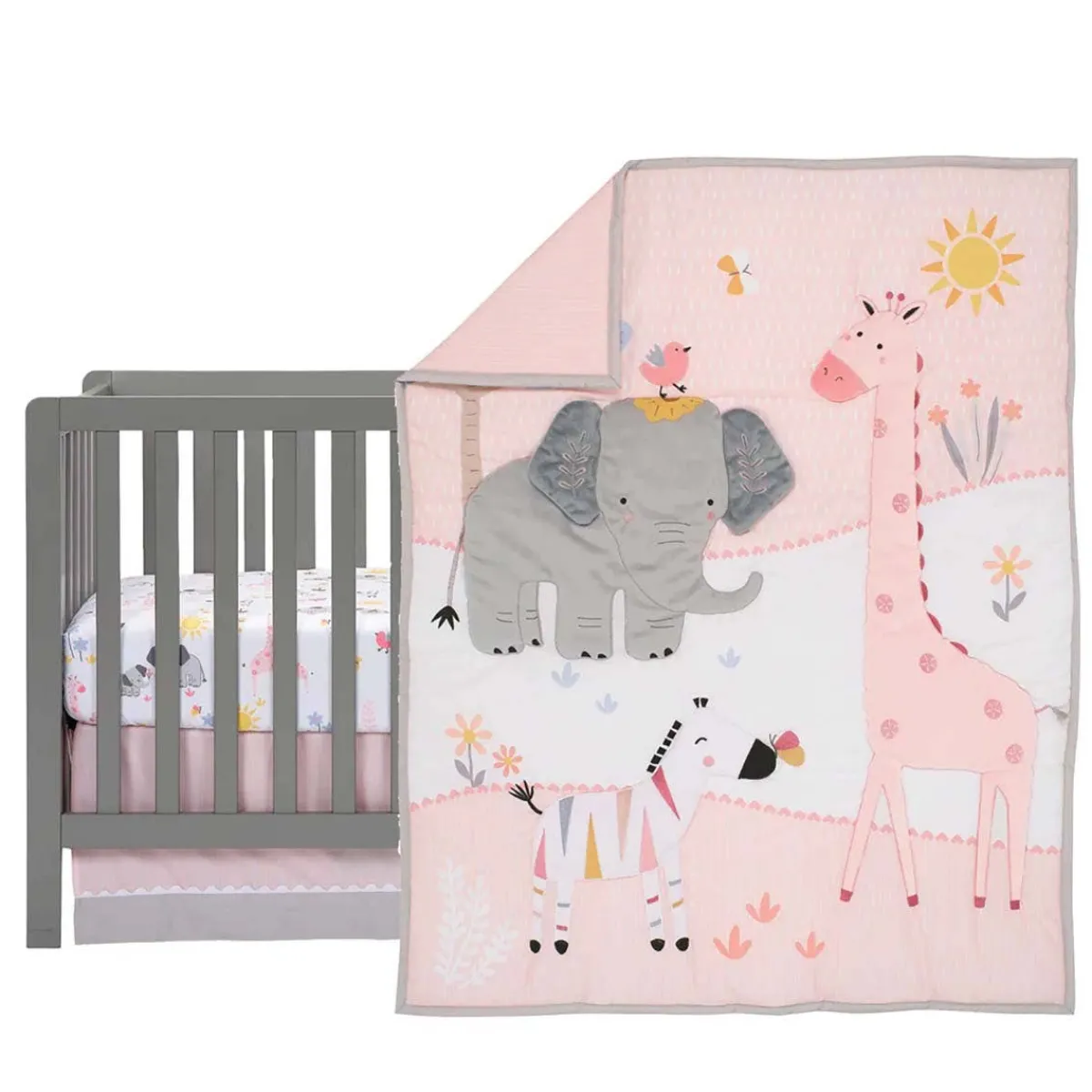 Crib Bedding Sets-Lambs & Ivy Jazzy Jungle 3 Piece Crib Set