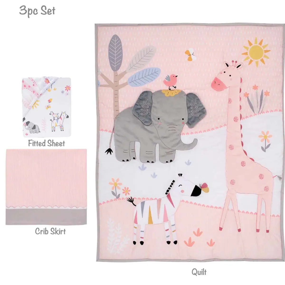 Crib Bedding Sets-Lambs & Ivy Jazzy Jungle 3 Piece Crib Set