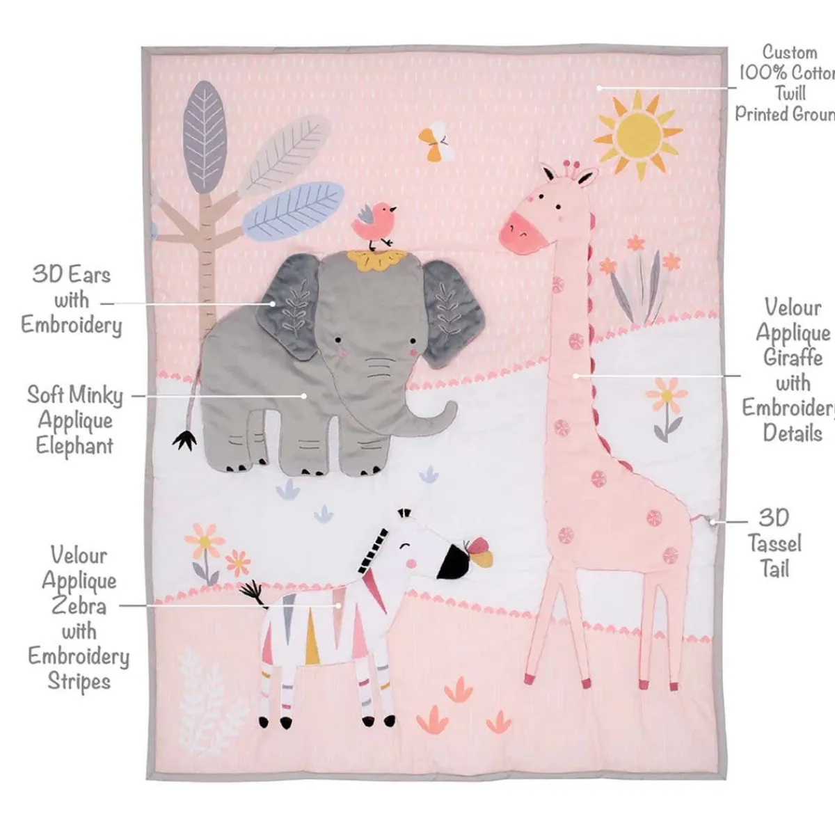 Crib Bedding Sets-Lambs & Ivy Jazzy Jungle 3 Piece Crib Set