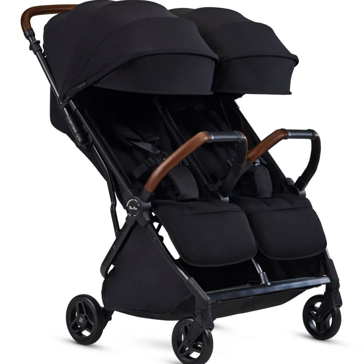 Double Strollers-Silver Cross Jet Double Stroller Black