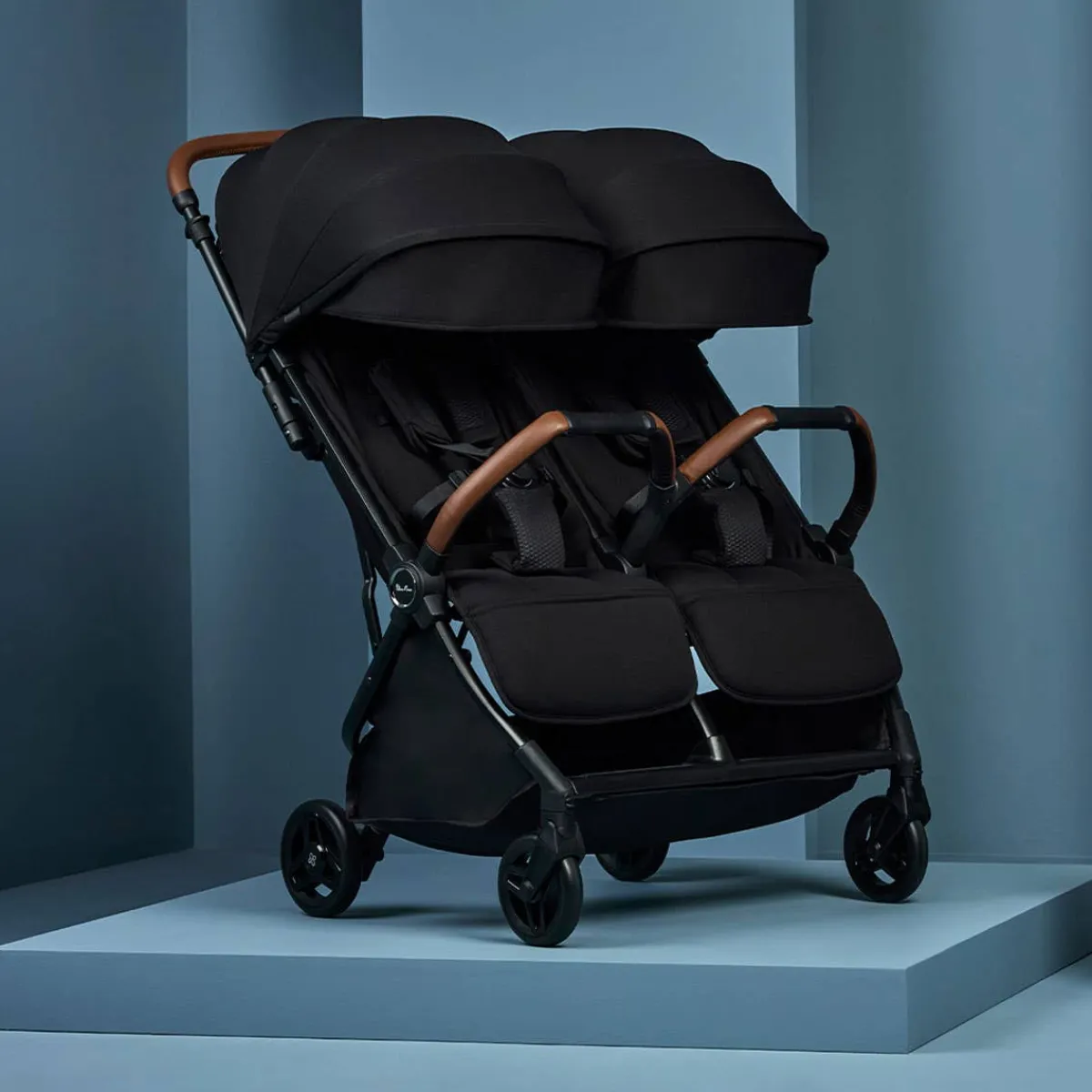 Double Strollers-Silver Cross Jet Double Stroller Black