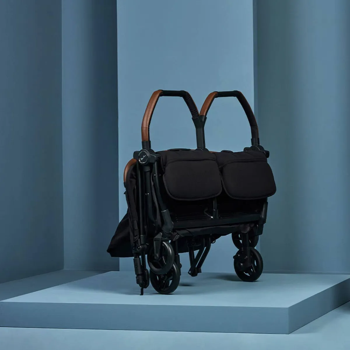 Double Strollers-Silver Cross Jet Double Stroller Black