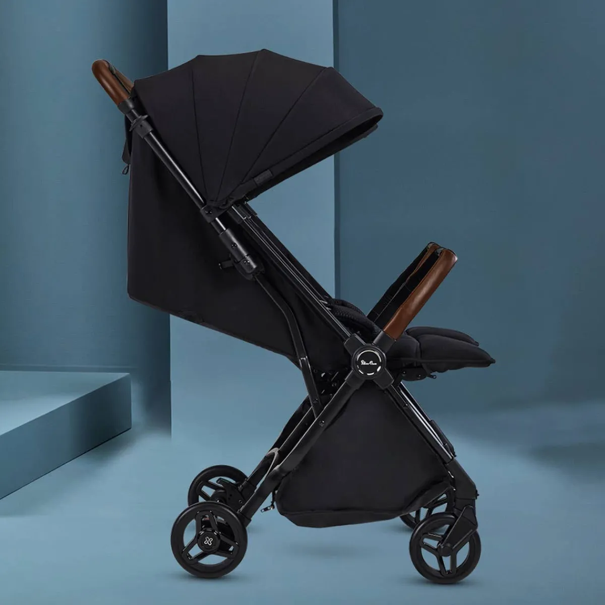 Double Strollers-Silver Cross Jet Double Stroller Black