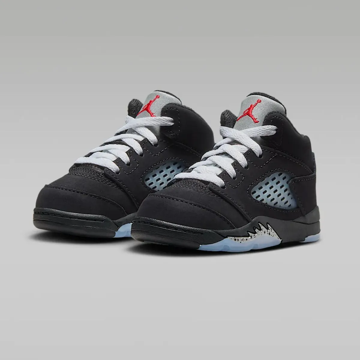 Laces|Baby Sneakers-Nike Jordan 5 Retro OG (TD) Black/White-Metallic Silver-Fire Red