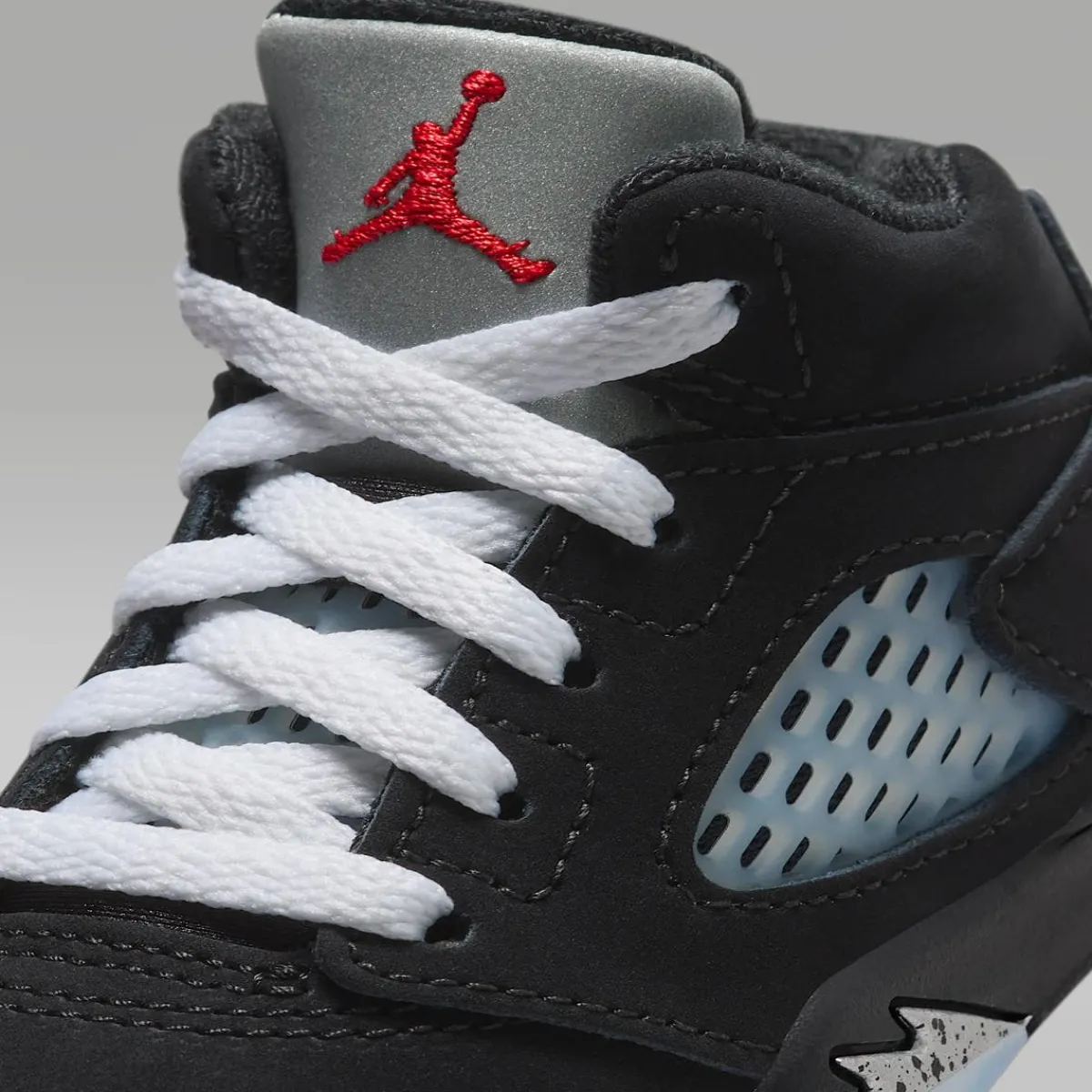 Laces|Baby Sneakers-Nike Jordan 5 Retro OG (TD) Black/White-Metallic Silver-Fire Red