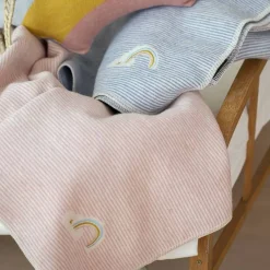 Blankets-David Fussenegger Juwel with Embroidery Stripes/Rainbow