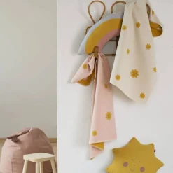 Blankets-David Fussenegger Juwel with Embroidery Suns Allover Tan