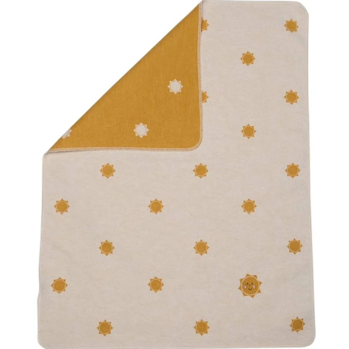 Blankets-David Fussenegger Juwel with Embroidery Suns Allover Tan