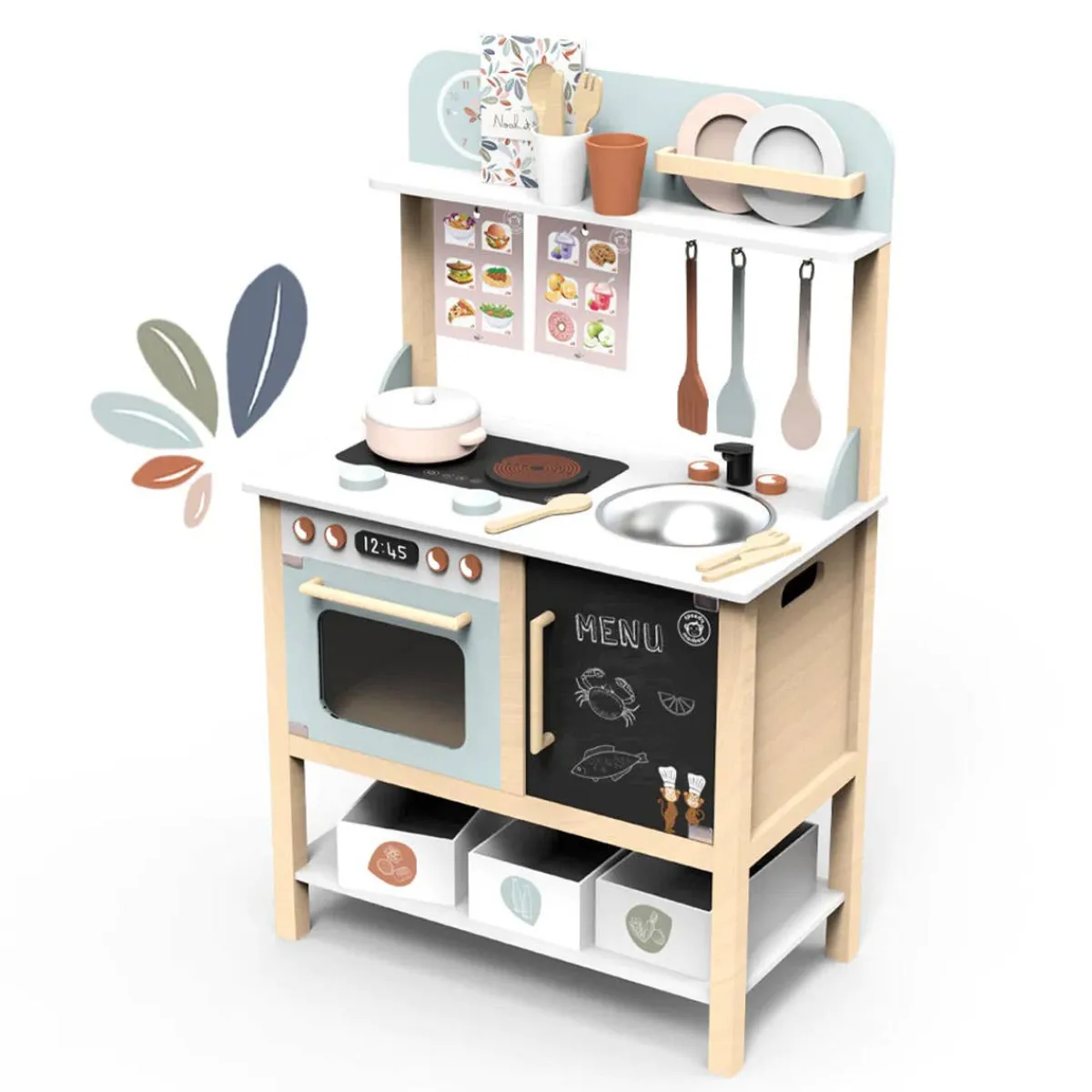 Pretend Play|Wooden Toys-Speedy Monkey Kitchen with 20 Accessories