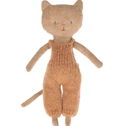 Knit Animals-Maileg Kitten in Overalls