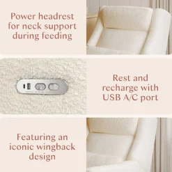 Motorized Gliders|Gliders-Babyletto Kiwi Plus Power Glider Recliner with Power Headrest (Boucle)