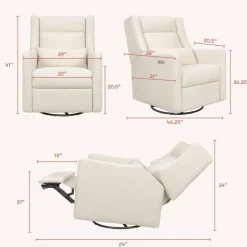 Motorized Gliders|Gliders-Babyletto Kiwi Plus Power Glider Recliner with Power Headrest (Boucle)