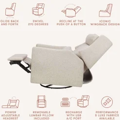 Motorized Gliders|Gliders-Babyletto Kiwi Plus Power Glider Recliner with Power Headrest (Eco-Performance)