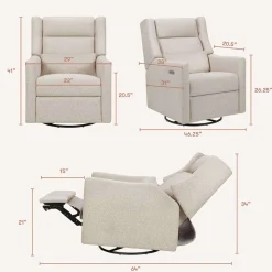 Motorized Gliders|Gliders-Babyletto Kiwi Plus Power Glider Recliner with Power Headrest (Eco-Performance)
