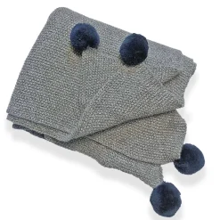 Blankets-Simple Knit Baby Blanket with Pompoms